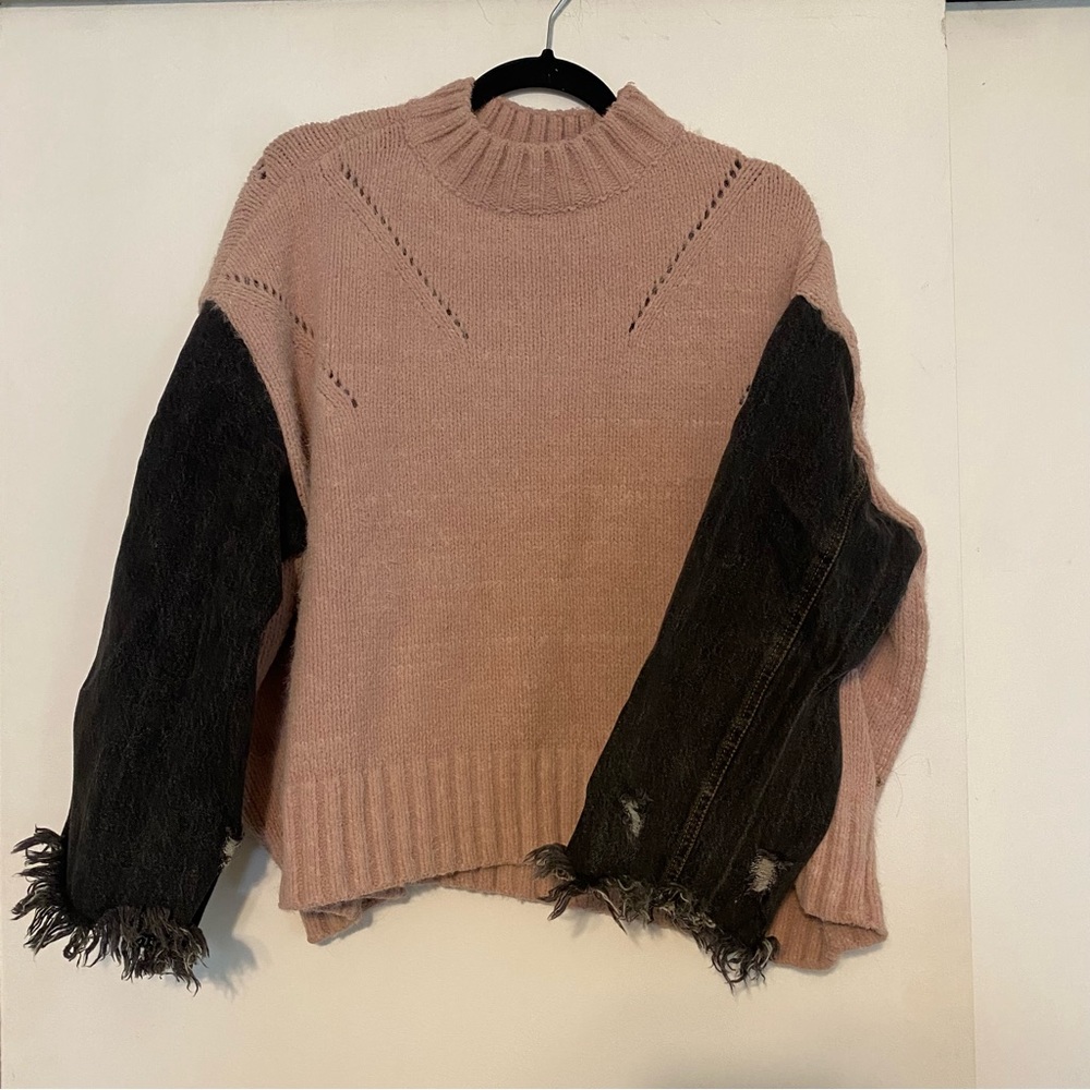 Denim Sleeve Sweater